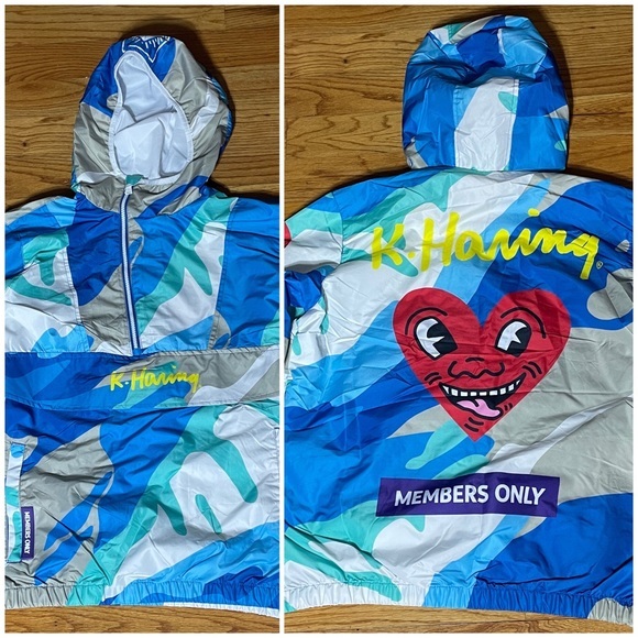 Members Only Keith Haring Limited Ed Pop Art Windbreaker Athleisure Sport Jacket - Picture 1 of 13